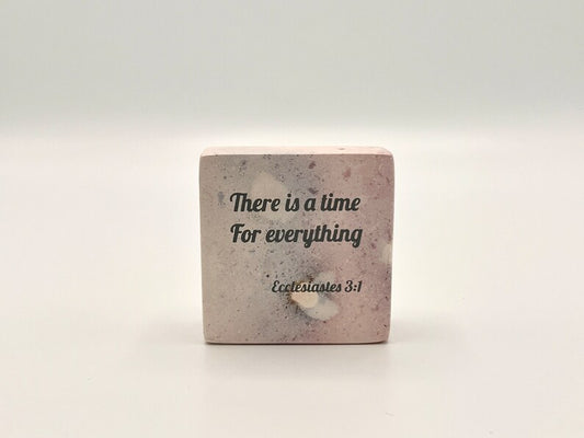 Hand-Carved Soapstone Scripture 2" by 2" - Bible Verse Ecclesiastes 3:1