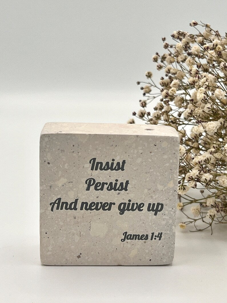 Hand-Carved Soapstone Scripture 2" by 2" - Bible Verse James 1:4
