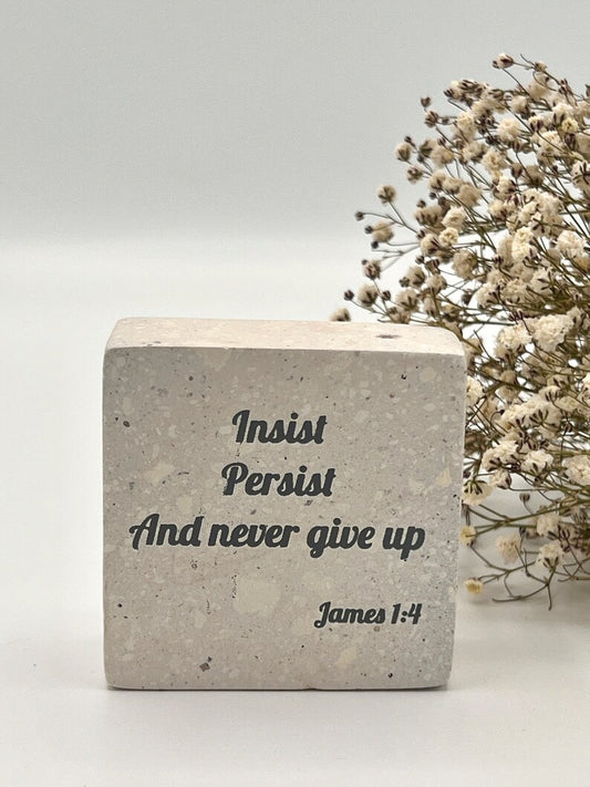 Hand-Carved Soapstone Scripture 2" by 2" - Bible Verse James 1:4