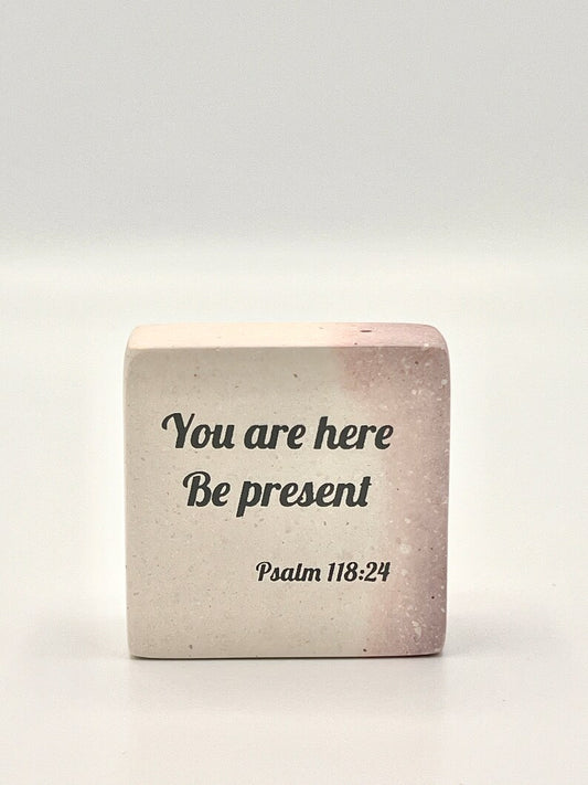 Hand-Carved Soapstone Scripture 2" by 2" - Bible Verse Psalm 118:24