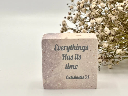 Hand-Carved Soapstone Scripture 2" by 2" - Bible Verse Ecclesiastes 3:1