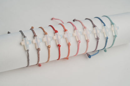 Handmade Bracelet - Clear Opal Cross
