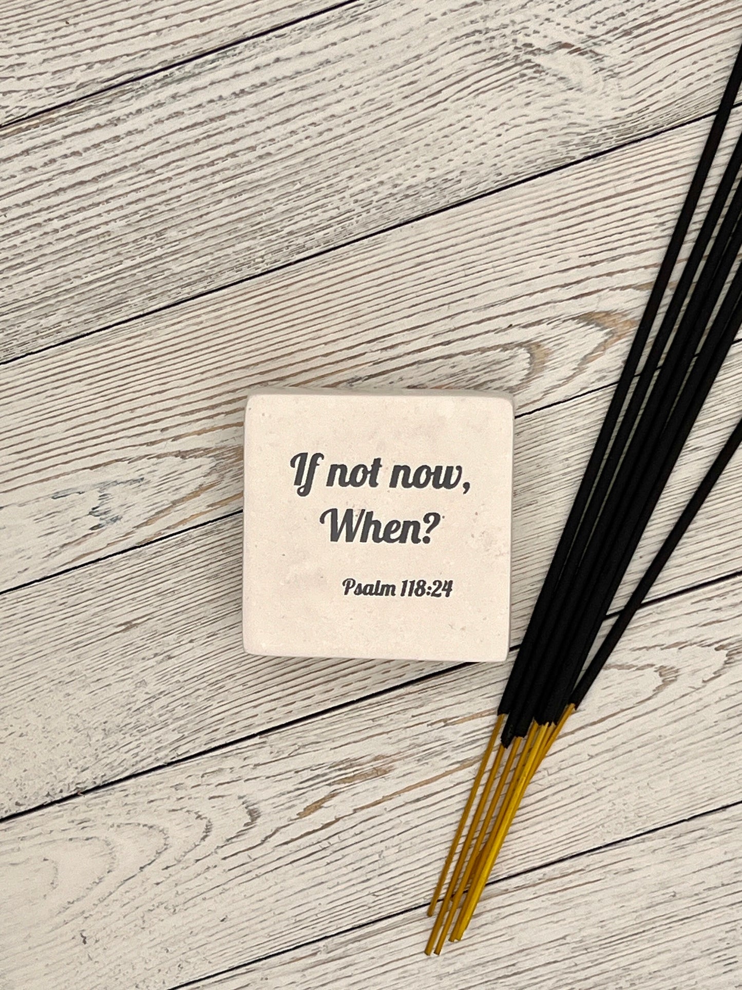 Hand-Carved Soapstone Scripture 2" by 2" - Bible Verse Psalm 118:24