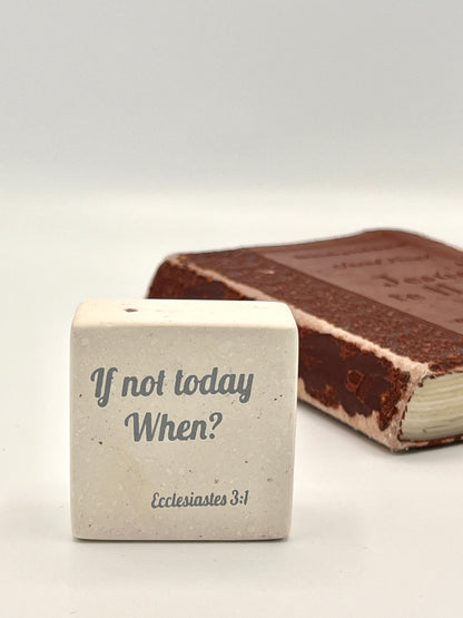 Hand-Carved Soapstone Scripture 2" by 2" - Bible Verse Ecclesiastes 3:1