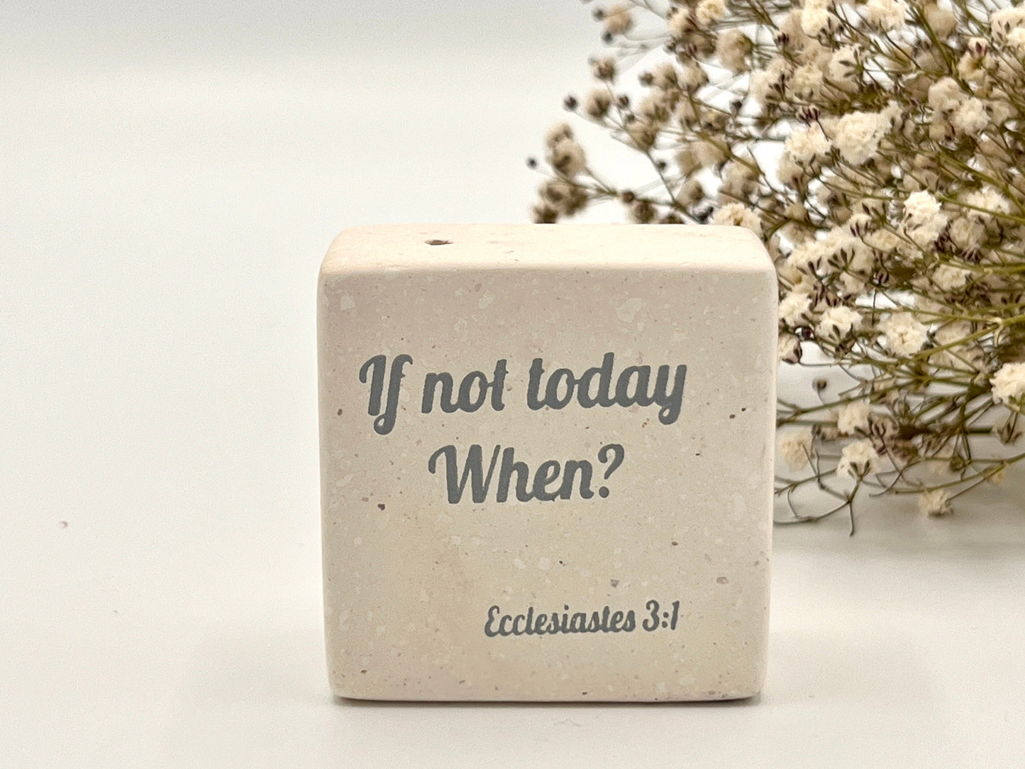 Hand-Carved Soapstone Scripture 2" by 2" - Bible Verse Ecclesiastes 3:1