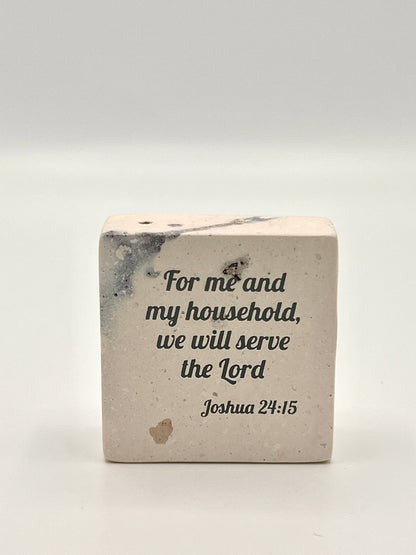 Hand-Carved Soapstone Scripture 2" by 2" - Bible Verse Joshua 24:15