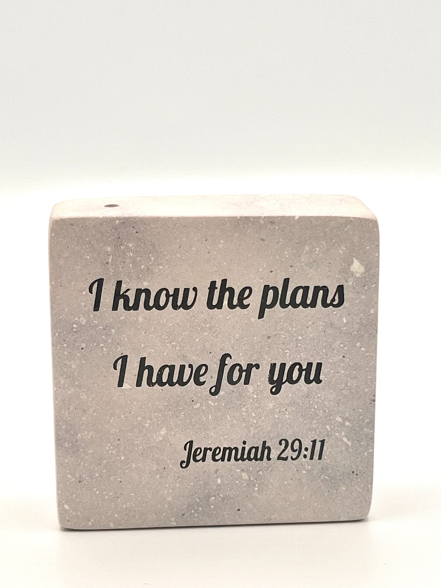 Hand-Carved Soapstone Scripture 3" by 3" - Bible Verse Jeremiah 29:11