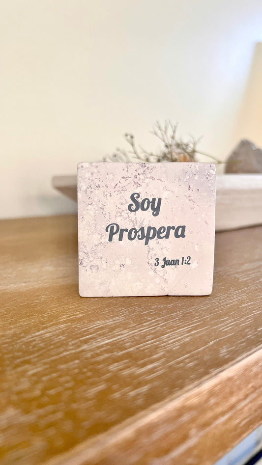 Hand-Carved Soapstone Scripture 2" by 2" - Bible Verse 3 Juan 1:2 - Español